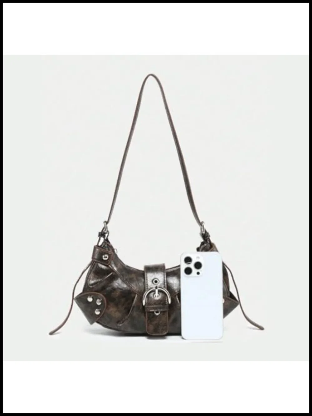 Faux Leather Hobo Shoulder Bag Y2K Punk Clutch Purse